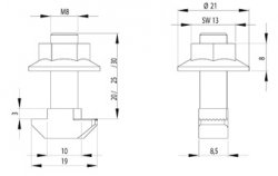 KALAPÁCSFEJŰ CSAVAR M8X25 NUT10 + PEREME