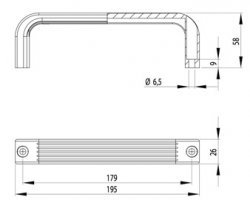 Fogantyú B Nut8/Nut10 26x195x58, PA ESD