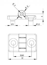 ZSANÉR MINI I 20X32 NUT5, PA FEKETE