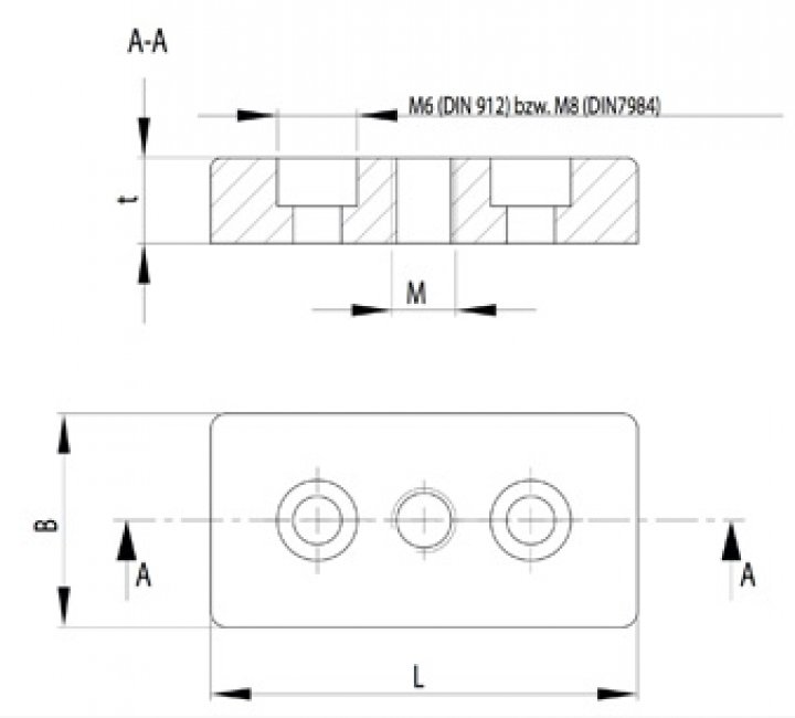 Talp adapter B 40x80 M16, cink öntvény
